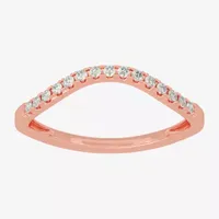 (H-I / Si1-Si2) 2MM 1/8 CT. T.W. Lab Grown White Diamond 10K Rose Gold Curved Wedding Band