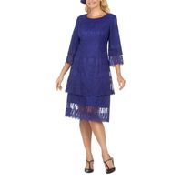 Giovanna Signature Womens 3/4 Sleeve Midi Shift Dress Plus