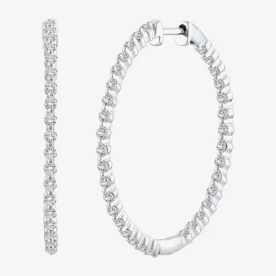 (H-I / Si2) 1 1/2 CT. T.W. Lab Grown White Diamond 10K White Gold 33.2mm Hoop Earrings