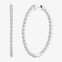 (H-I / Si2) 1 1/2 CT. T.W. Lab Grown White Diamond 10K White Gold 33.2mm Hoop Earrings