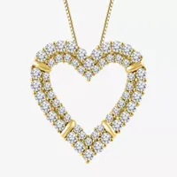 H-I / I1) Womens 1/ CT. T.W. Lab Grown White Diamond 10K Gold Heart Pendant Necklace