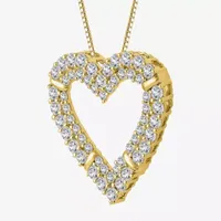 H-I / I1) Womens 1/ CT. T.W. Lab Grown White Diamond 10K Gold Heart Pendant Necklace