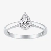 (H-I / Si2) Womens 1/2 CT. T.W. Lab Grown White Diamond 10K Gold Pear Solitaire Engagement Ring