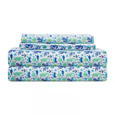 Beatrice Home Fashions Coastal Print Sheet Set