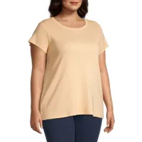 Liz Claiborne Womens Plus Crew Neck Short Sleeve T-Shirt