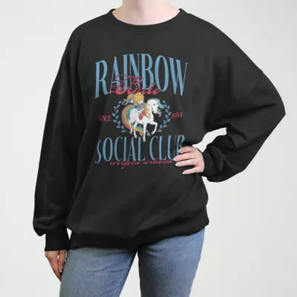 Juniors Rainbow Brite Social Club Womens Crew Neck Long Sleeve Sweatshirt