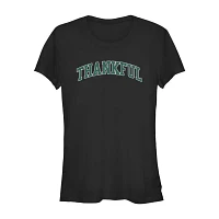 Juniors Thankful Tee Womens Crew Neck Short Sleeve Graphic T-Shirt