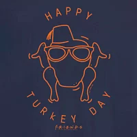 Juniors Happy Turkey Day Womens Crew Neck Short Sleeve Friends Graphic T-Shirt