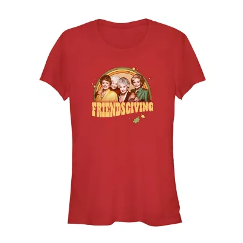 Juniors Golden Girls Friendsgiving Tee Womens Crew Neck Short Sleeve Graphic T-Shirt