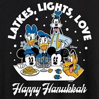 Juniors Disney Mickey and Friends Love Light Hanukkah Night Tee Womens Scoop Neck Short Sleeve Graphic T-Shirt