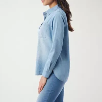 Gloria Vanderbilt Womens Long Sleeve Regular Fit Button-Down Shirt