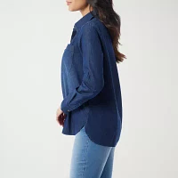 Gloria Vanderbilt Womens Long Sleeve Regular Fit Button-Down Shirt