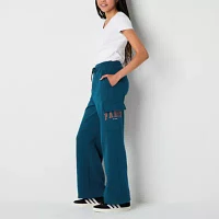 Paris Wide Leg Cargo Womens Sweatpant-Juniors