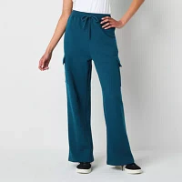 Paris Wide Leg Cargo Womens Sweatpant-Juniors