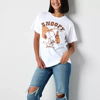 Juniors Cowboy Snoopy Boyfriend Tee Womens Crew Neck Short Sleeve Graphic T-Shirt