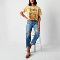 Juniors Yellowstone Boyfriend Tee Womens Crew Neck Short Sleeve Graphic T-Shirt