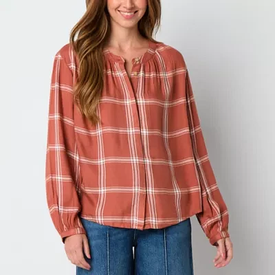 a.n.a Plaid Womens Long Sleeve Regular Fit Button-Down Shirt