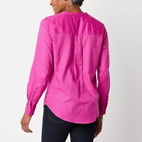 St. John's Bay Womens Long Sleeve Adaptive Hidden Access Opening Blouse
