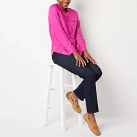 St. John's Bay Womens Long Sleeve Adaptive Hidden Access Opening Blouse