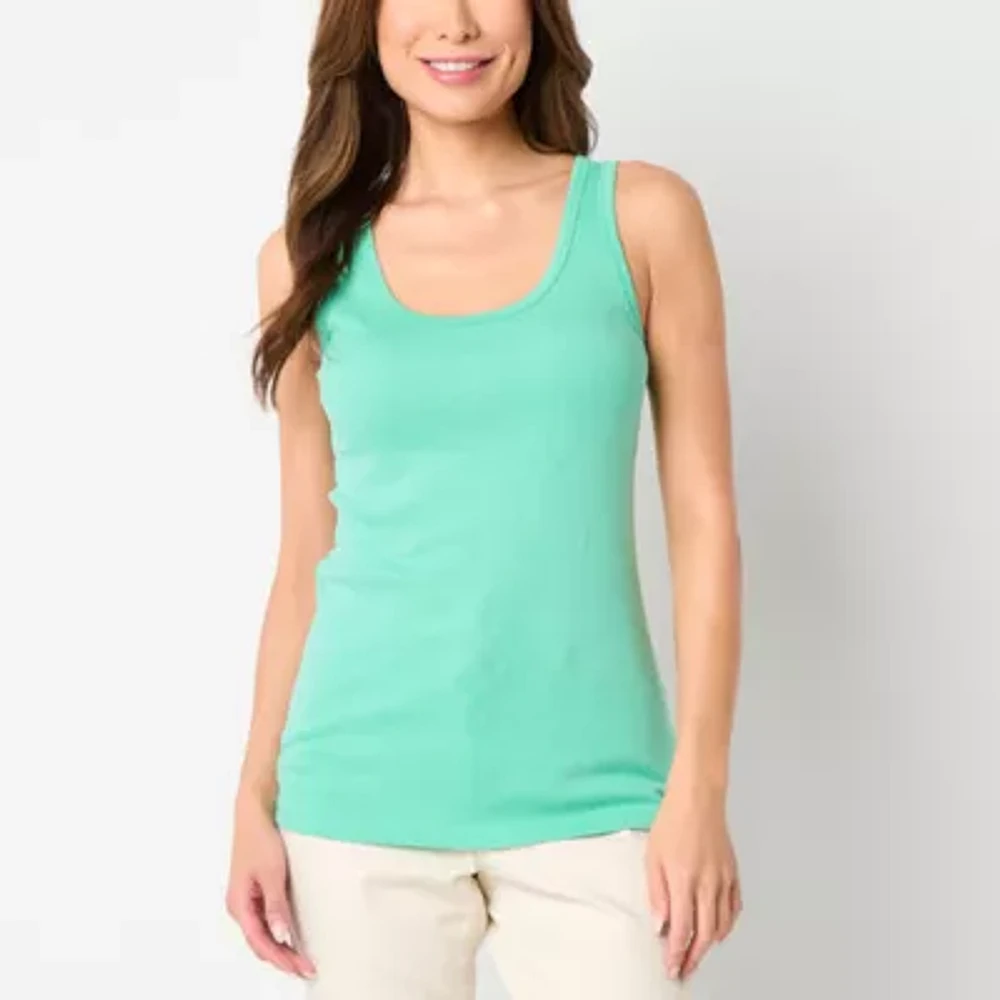 St. John's Bay Womens Scoop Neck Sleeveless Tank Top