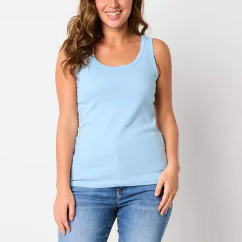 St. John's Bay Womens Scoop Neck Sleeveless Tank Top
