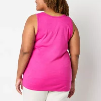 St. John's Bay Womens Plus Scoop Neck Sleeveless Tank Top