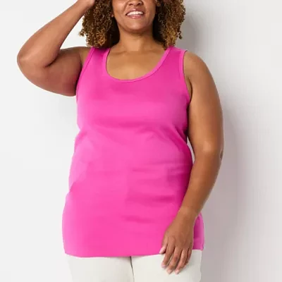 St. John's Bay Womens Plus Scoop Neck Sleeveless Tank Top