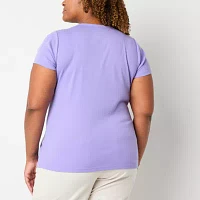 St. John's Bay Womens Plus Crew Neck Short Sleeve T-Shirt