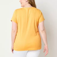 St. John's Bay Womens Plus Crew Neck Short Sleeve T-Shirt