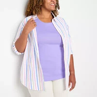 St. John's Bay Womens Plus Crew Neck Short Sleeve T-Shirt