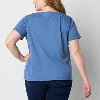 a.n.a Womens Plus V Neck Short Sleeve T-Shirt