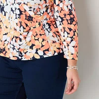 Liz Claiborne Womens V Neck 3/4 Sleeve Wrap Shirt Plus