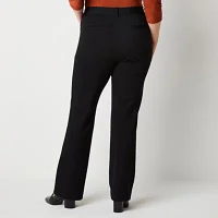 Liz Claiborne Ponte Emma Classic Fit Flare Easy-on + Easy-off Seated Wear Trouser