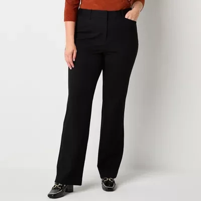 Liz Claiborne Ponte Emma Classic Fit Flare Easy-on + Easy-off Seated Wear Trouser