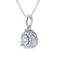 Womens 1/4 CT. T.W. Natural White Diamond 10K White Gold Round Pendant Necklace