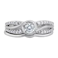 Womens 1/ CT. T.W. Natural White Diamond 10K Gold Round Bridal Set