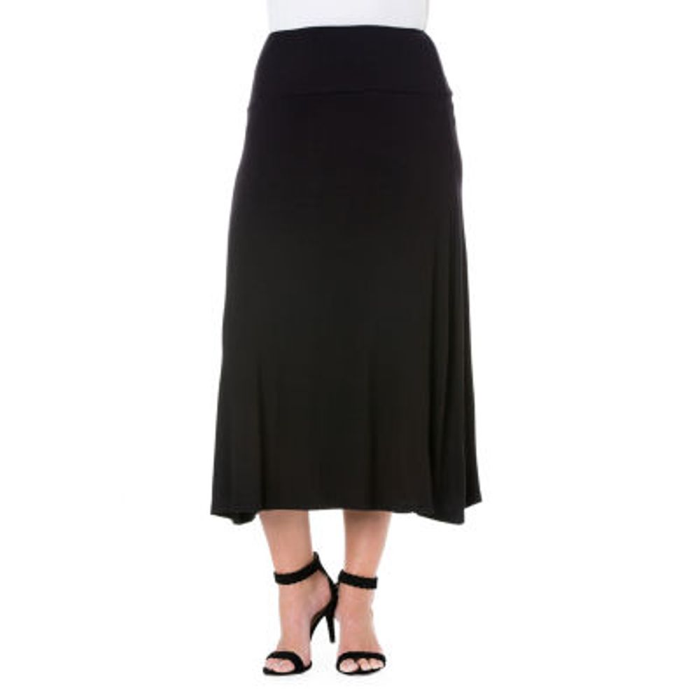 Women's 24seven Comfort Apparel Classic Knee-Length Black Skirt