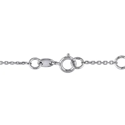 14K White Gold 7 Inch Cable Star Chain Bracelet