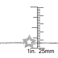 14K White Gold 7 Inch Cable Star Chain Bracelet