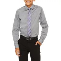 Van Heusen Flex Big Boys Button Down Collar Long Sleeve Shirt + Tie Set