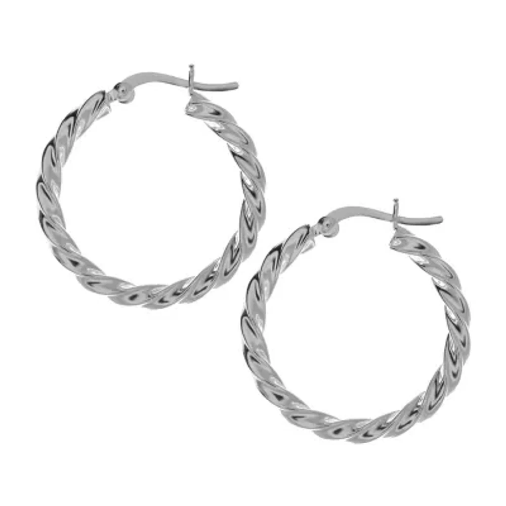 Silver Treasures Sterling Silver Hoop Earrings