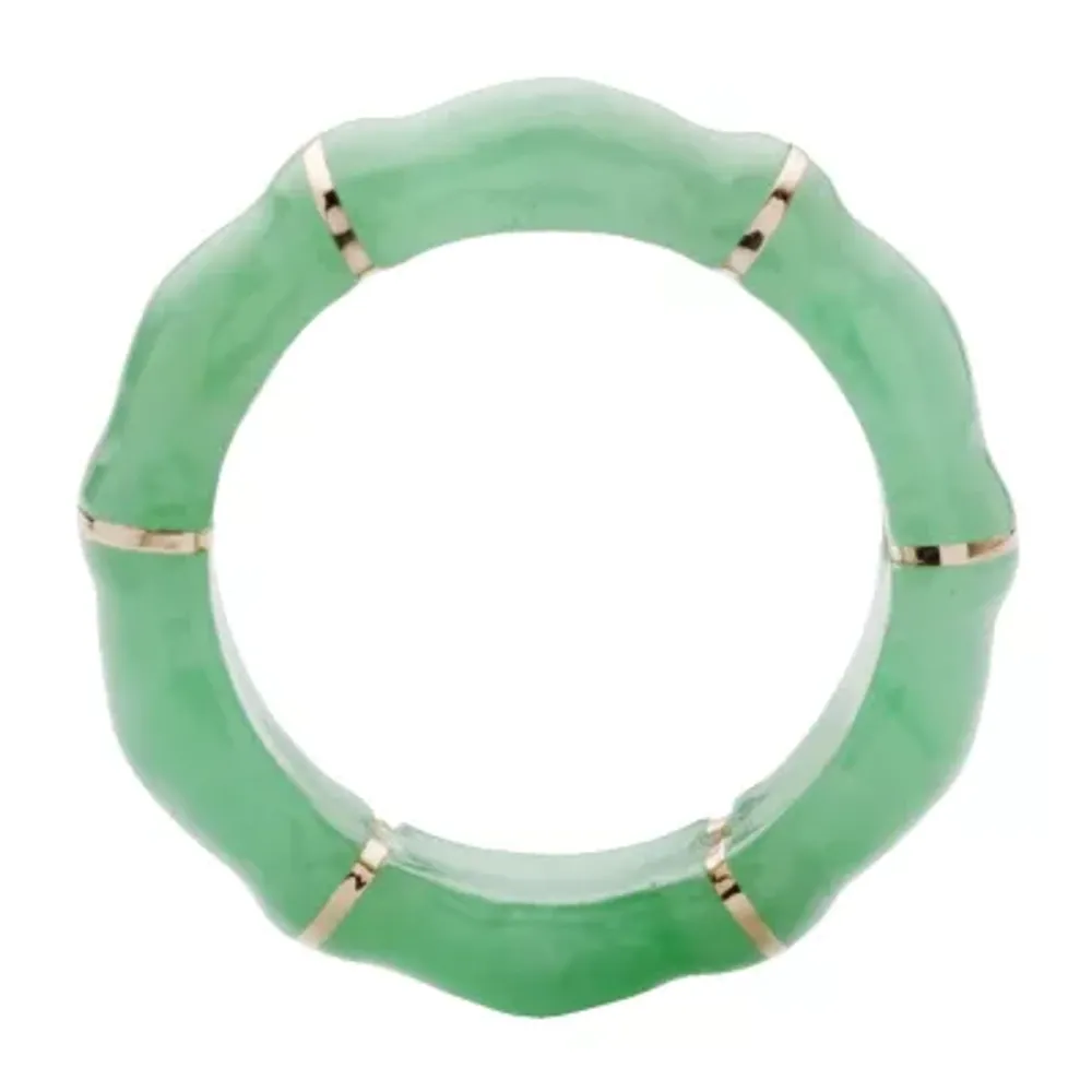 6.5MM Genuine Green Jade 10K Gold Band