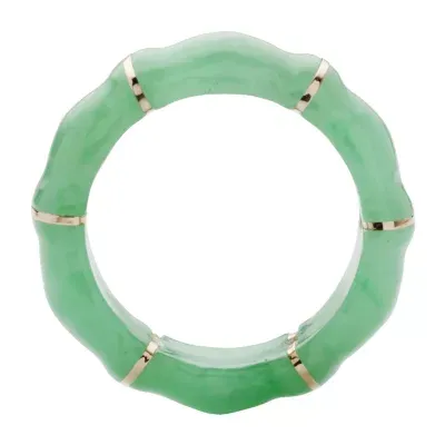 6.5MM Genuine Green Jade 10K Gold Band