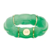 6.5MM Genuine Green Jade 10K Gold Band