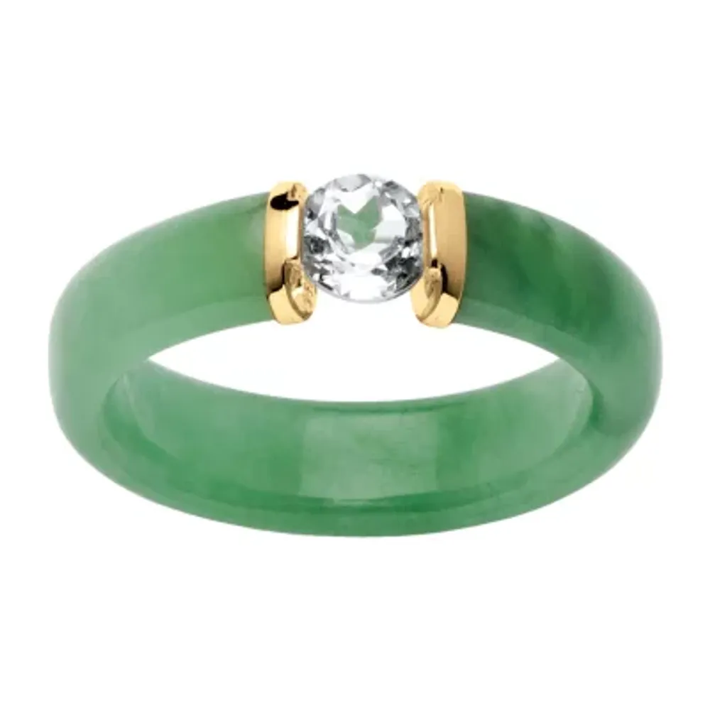 5MM Genuine Green Jade 10K Gold Band