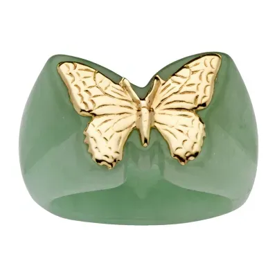 7MM Genuine Jade 14Kor 10K Gold Butterfly Band