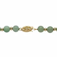 Womens Genuine Green Jade 10K Gold Beaded Necklace