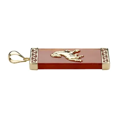 Horse Womens Genuine Red Jade 14K Gold Pendant