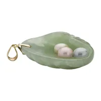 Seashell Womens Genuine Green Jade 14K Gold Pendant