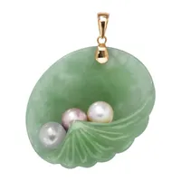 Seashell Womens Genuine Green Jade 14K Gold Pendant